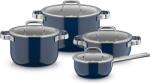 WMF Set de oale cu cratiță și 4 capace WMF Fusiontec Mineral Pro, albastru oceanic, 8 piese (521245290)