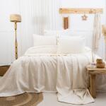 Saheser® Cuvertura bumbac jacquard 240x260cm + 2 fete de perna, Julia crem