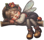  Nyomtatott dekorkarton - Alvó tündér 15x15, 8cm - papelito