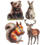  Nyomtatott dekorkarton - Őszi állatos válogatás (mókussal) 4db - papelito