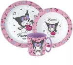  Hello Kitty Kuromi étkészlet, micro műanyag szett bögrével 390 ml (JVL22272) - oliviashop