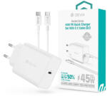DEVIA Rocket Series 45W PD+QC hálózati gyorstöltő adapter + Type-C/Type-C kábel - fehér - nextelshop