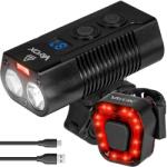 Vayox Első és hátsó kerékpár lámpa készlet Vayox VA0045, VA0048 alumíniumból, forrás 2x XML COB és 14x SMD, újratölthető akkumulátor 4000 mAh, akkumulátorjelző, USB töltés, Powerbank, vízálló, 750 lumen, fe