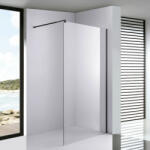 STUXI Milano Black Walk-in zuhanyfal, 110x200 cm, 8 mm vastag vízlepergető biztonsági üveggel, 200 cm magas, fekete profillal és távtartóval