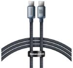 Baseus CRYSTAL SHINE adatkábel (Type-C - Type-C, 100W, PD gyorstöltő, 120cm, cipőfűző) FEKETE