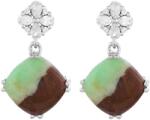  Ezüst Fülbevaló - Menta Krizopráz és Cirkónia - 20x12 mm