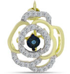  Arannyal Bevont Ezüst Bross Kék Táncoló Gyémánttal és Fehér Topázzal, Y61237