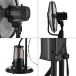 FOXMAG24 Ventilátor vízgőz spray-vel, méretek 125 x 40 x 40 cm, teljesítmény 75 W, műanyagból készült, három sebességfokozattal, fekete