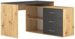 WIPMEB JULES íróasztal fiókokkal, választható jobb/bal sarokkal, artisan tölgy/antracit 5904804550462 (WM0036)