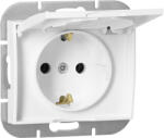 ORNO Priză încastrată simplă 2P+E Schuko rezistentă la intemperii cu capac Onyx, 16A, 250V, PT-17OH, albă (O-OR-OE-7505-GS-_WW)