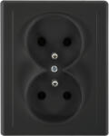 ORNO Priză dublă aplicată 2x2P+E Malta 16A, 250V, PT-6M, negru mat (O-FMS-106_B)