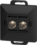 ORNO Priză dublă tip F Pearl, TV/F-F1/P2, neagră (O-OR-OE-7714_2_B)