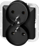 ORNO Priză dublă încastrată 2x2P+E Pearl, 16A, 250V, PT-6 PR, negru (O-OR-OE-7706_B)