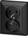 ORNO Priză dublă încastrată 2x2P+E Pearl, 16A, 250V, PT-6 P, negru (O-OR-OE-7706_K_B)