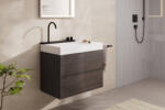Hansgrohe Avalegra AquaUnit 780/475 SolidSurface mosdó matt fekete mosdórendszerrel, balos/fehér 22473670 (22473670)