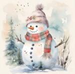 AMBIENTE Szalvéta 1db 25x25cm Snowman in nature, Hóember a természetben