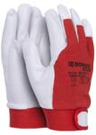 DONAU Védőkesztyű, kecskebőr, DONAU Safety , 9/L méret, fehér-piros (32113211-09) - kellekanyagonline
