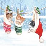 AMBIENTE Szalvéta 1db 33x33cm Kitten Winterland, Macska Télivilágban