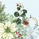 AMBIENTE Szalvéta 33x33cm 20db/csomag White Poinsettia, Fehér mikulásvirág