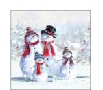 AMBIENTE Szalvéta 1db 25x25cm Snowman with hat, Hóember kalapban (AMB.32513435)