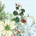 AMBIENTE Szalvéta 1db 25x25cm White poinsettia, Fehér mikulásvirág