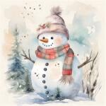 AMBIENTE Szalvéta 1db 33x33cm Snowman in nature, Hóember a természetben