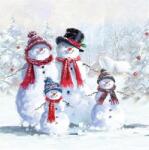 AMBIENTE Szalvéta 1db 33x33cm Snowman with hat, Hóember kalapban