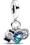 Pandora Moments Fényképezőgép, szív és iránytű tripla függő Ezüst Charm - 792703C01 (792703C01)