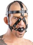 ZADO Leather Head Harness - mască din piele cu căluș, neagră