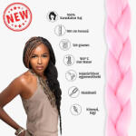  Afro szintetikus 100% kanekalon haj, 100 cm, 120 g, világos pink
