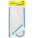 Educa Vonalzókészlet, 30 cm egyenes vonalzó, szögmérő, 45° 13 cm és 60°, 18 cm háromszög vonalzó, 4 db/bliszter Educa (000009873) - iroda-ellatas