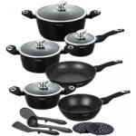 Klausberg Комплект тенджери и тигани Klausberg KB 7322, 15 части, Термодъно, Отвор за изливане, Индукция, Черен (KB 7322)