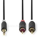 Nedis CABW22200AT10 sztereo audió kábel 3, 5mm sztereo jack - 2x RCA, Aranyozott, 1 m (CABW22200AT10) (CABW22200AT10)