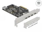 Delock PCI Express x4 Kártya - 4 x USB Type-C + 1 x A-típusú USB - SuperSpeed USB 10 Gbps - alacsony profilú formatényező (90059)