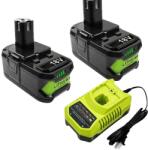 RYOBI P108 akkumulátor, 18 V-os lítium-ion, többszörös kapacitási lehetőségek, 2 akkumulátor 1 töltő