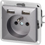 ORNO Priză încastrată simplă 2P+E cu încărcător Pearl, 16A, 250V, PT-16P/USB, antracit (O-OR-OE-7705_USB_A)