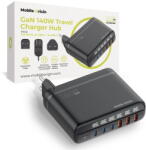 Mobile Origin Incarcator de retea GaN 3x USB-C 3x USB-A PD QC set cu adaptor UE/UK/SUA 140W Negru (MO-CH140-PW12) - pcone