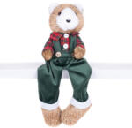 MagicHome karácsonyi dekoráció, Medve kockás ingben, 17 x 14 x 26 cm (TC8091187)