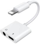 JOYROOM iPhone 14 Plus JOYROOM S-Y104 audió adapter és töltőkábel elosztó, lightning+3.5mm jack aljzat - lightning, FEHÉR (S-Y104)