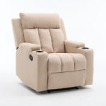  Manuális fekvőfotel, relax fotelágy két pohártartóval, bézs szövet (JNF-MANUAL-FABRIC-BEIGE) JN-R8005A51