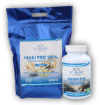 FitSport Nutrition Maxi Pro 90% 2500g + Karnitin taurin 120 zöldséges sapka - kókuszos fehér csokoládé