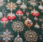  Karácsonyi gömbdísz mintás pamutvászon zöld - 160 cm