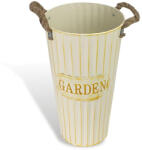  Bordázott bádog váza krém 19x35cm