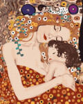 Ideyka Set pictura pe numere, cu sasiu, Mama si copilul - Klimt, 40x50 cm (KHO4848)