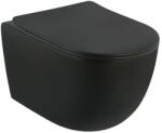 Foglia Set vas wc suspendat, negru mat rotund, spalare tornado cu capac soft close Foglia Oslo (B2342MB)
