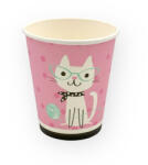 FUNDRAG Pohár, papír, Happy Birthday, cica, pink-fekete, 6db