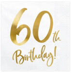 PartyDeco születésnapi szalvéta, 60, 33×33 cm, 20 db (SP33-77-60-008)