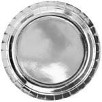 PARTYDECO tányér, papír, kerek, ezüst, 23 cm, 6db (TPP36-018ME)