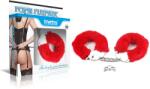 Lovetoy Fetish Pleasure Fluffy Handcuffs - cătușe erotice roșii, plușate, pentru mâini