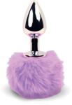 FeelzToys Bunny Tails Butt Plug - dop anal metalic cu codiță de iepuraș, argintiu-violet